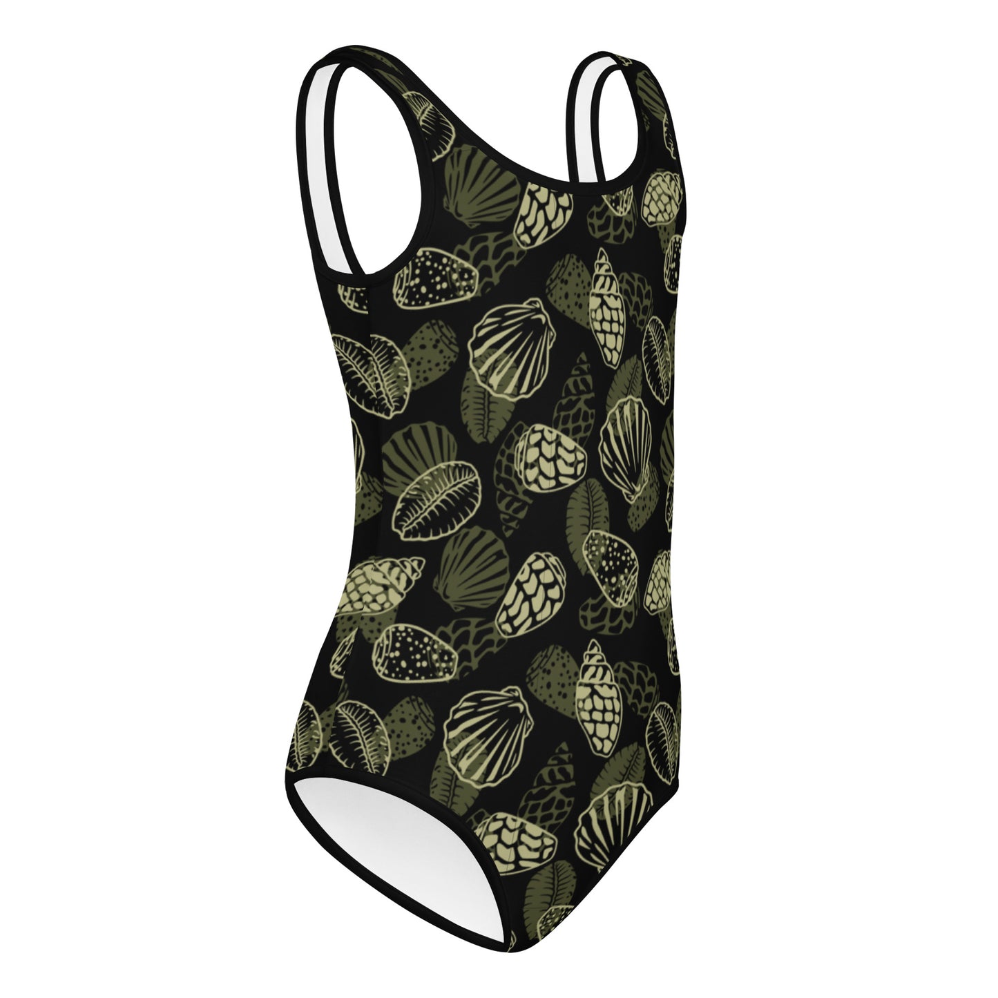 Black Seashell Kids Swimsuit (Little kids 2t-7)