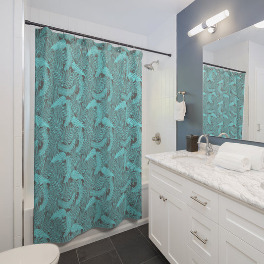 Electric Blue Fern Shower Curtains