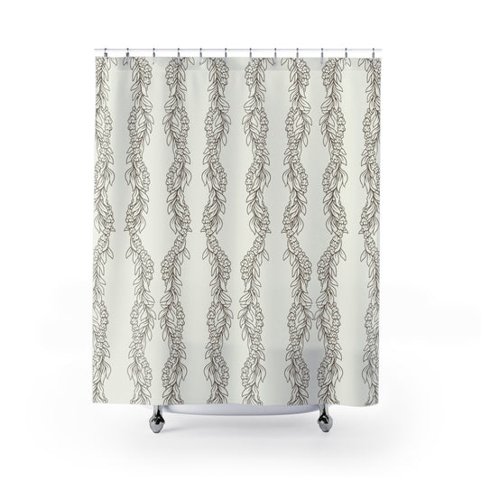 Cream Maile & Crownflower Shower Curtain