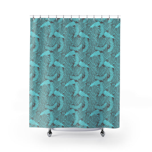 Electric Blue Fern Shower Curtains