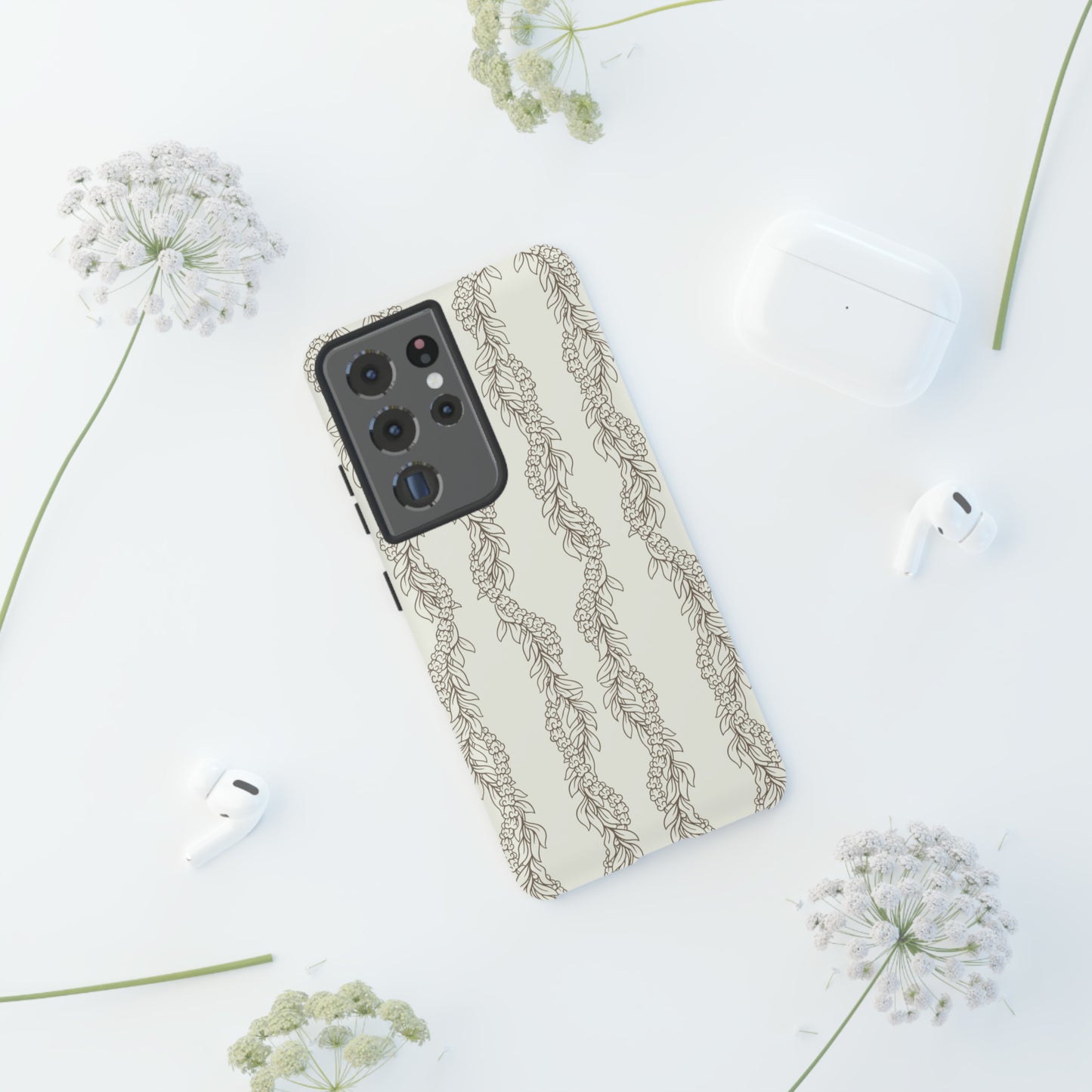 Cream Maile & Crownflower Tough Phone Cases