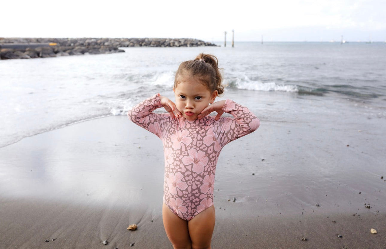 Wild hibiscus Teagan Keiki Long Sleeve Swim