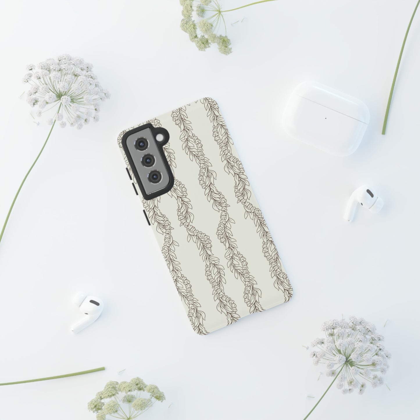 Cream Maile & Crownflower Tough Phone Cases