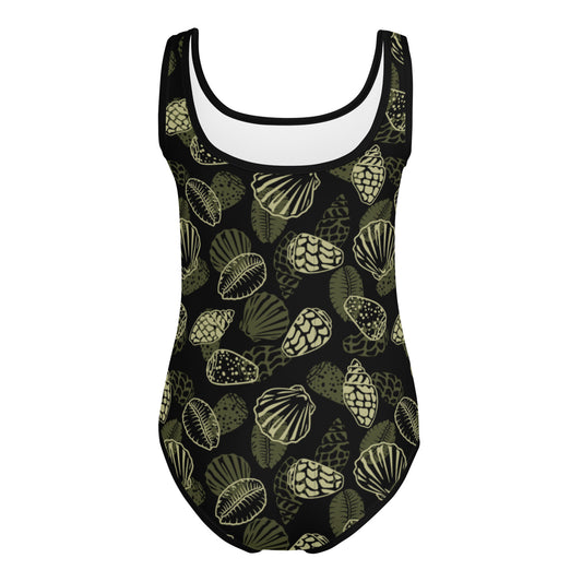 Black Seashell Kids Swimsuit (Little kids 2t-7)