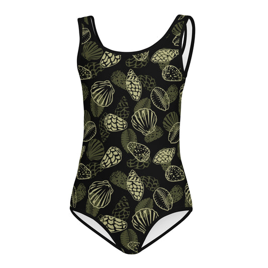 Black Seashell Kids Swimsuit (Little kids 2t-7)