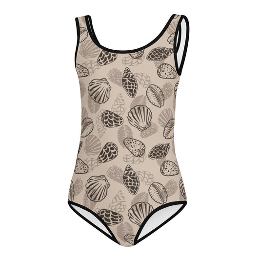 Light Brown Seashell Kids Swimsuit (Little kids 2t-7)
