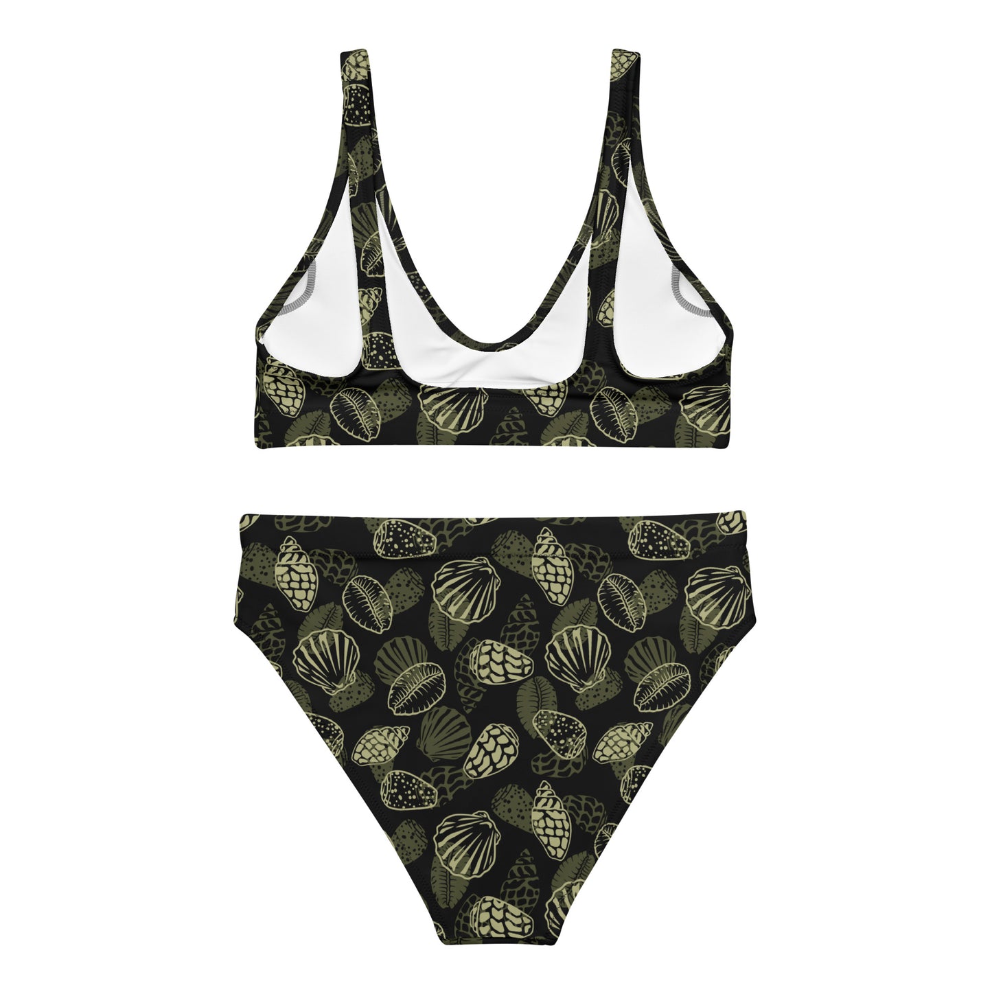 Black Seashell Midrise 2 piece bikini