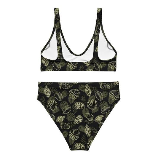 Black Seashell Midrise 2 piece bikini