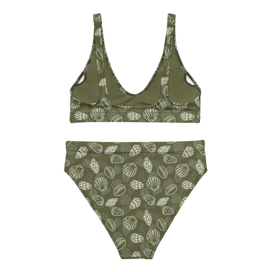 Green Seashell Midrise 2 piece bikini