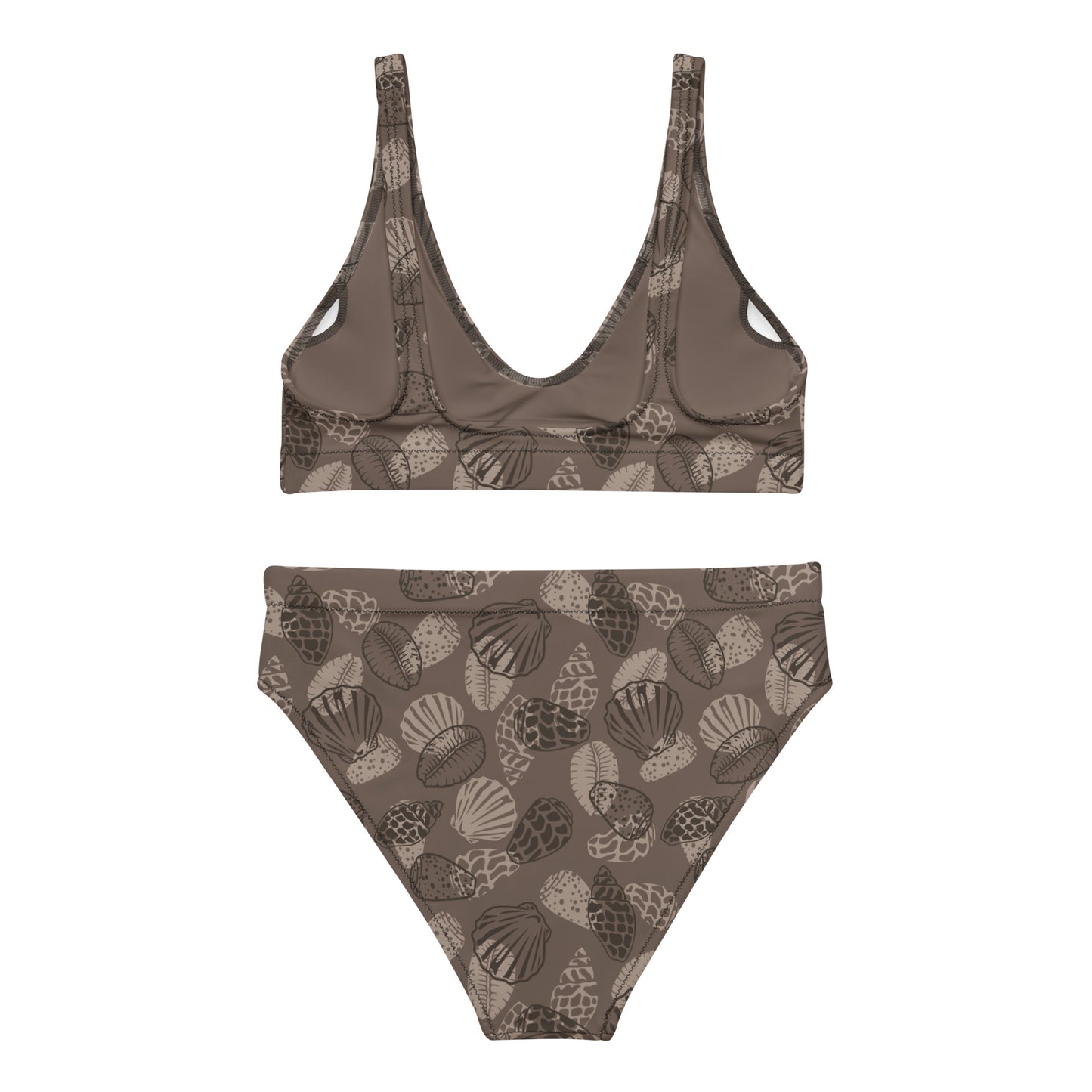 Dark Brown Seashell Midrise 2 piece bikini