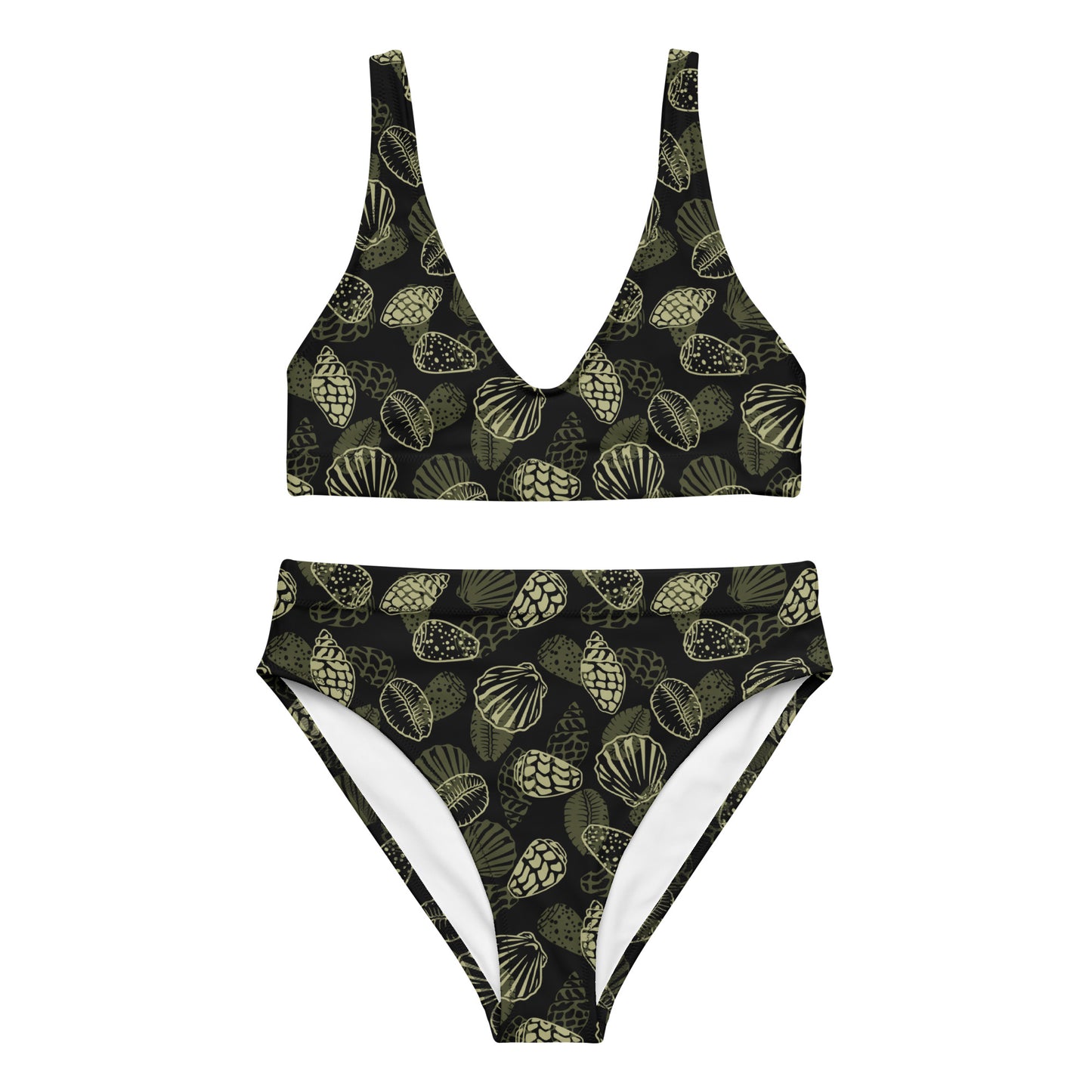 Black Seashell Midrise 2 piece bikini