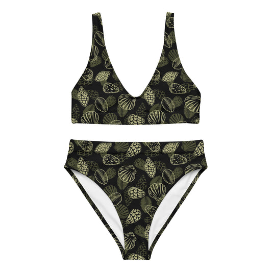 Black Seashell Midrise 2 piece bikini