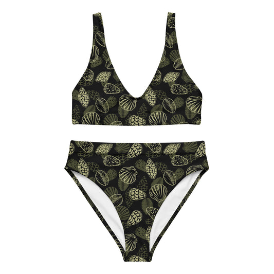 Black Seashell Midrise 2 piece bikini