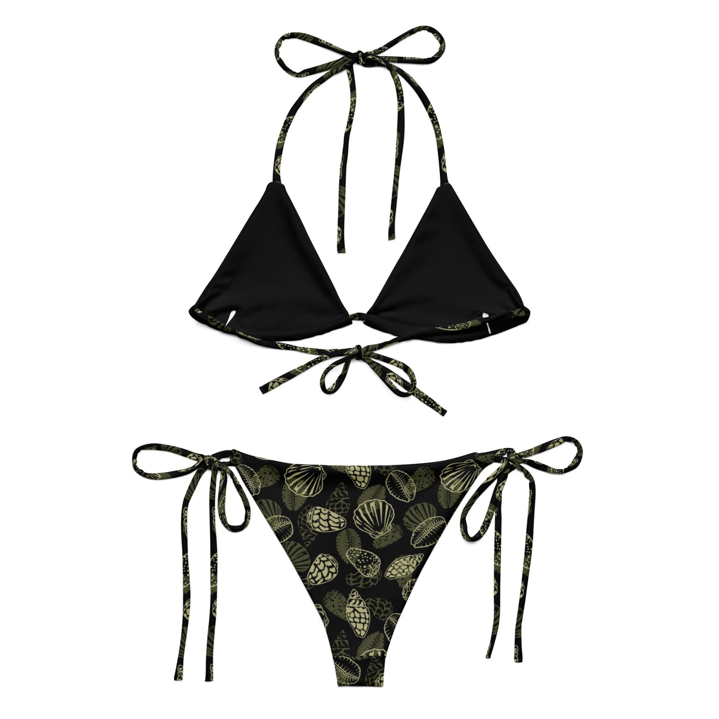 Black Seashell 2 piece string bikini