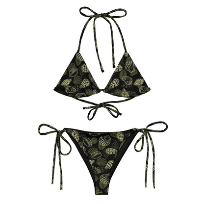 Black Seashell 2 piece string bikini