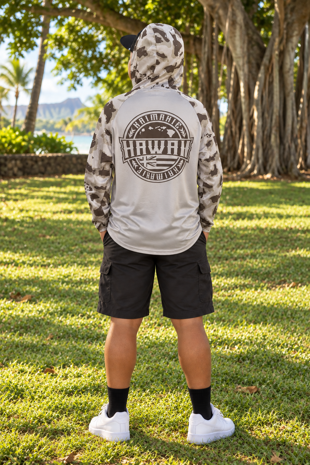 YOUTH Hawaii Sand Camo Long Sleeve Hooded Shirt